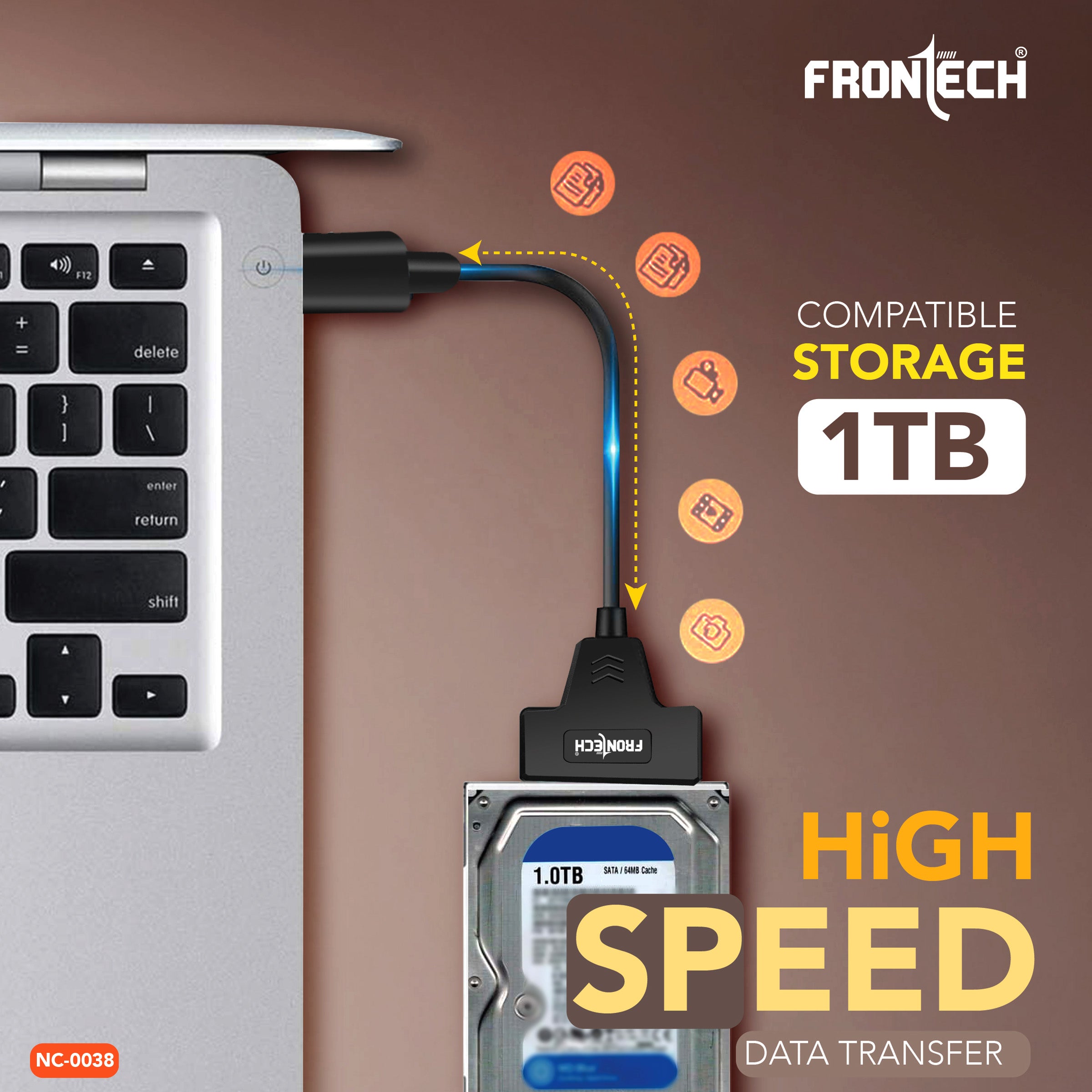 Frontech USB 3.0 to SATA Adapter for 2.5 HDD/SSD with Plug & Play, Durable Material, Super Fast Transfer, Black (NC-0038) Frontech USB 3.0 to SATA Adapter for 2.5 HDD/SSD with Plug & Play, Durable Material, Super Fast Transfer, Black (NC-0038)